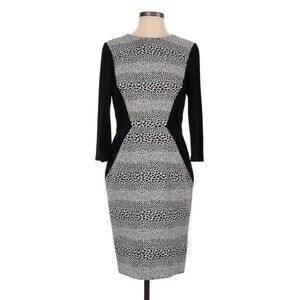 Muse dress Formal colorblock animal print 8 medium M zip black bodycon Career